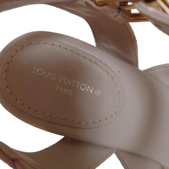 LOUIS VUITTON - Gray Beige Cream Women's Sandals Hemp 558-081525 - Picture 5 of 6